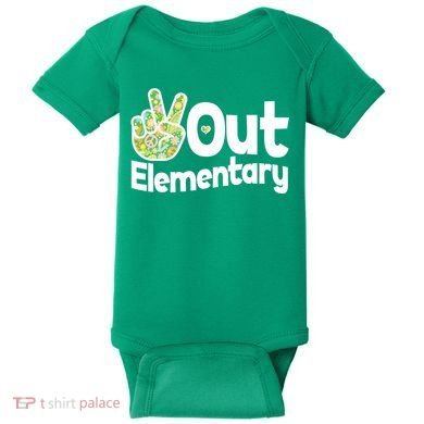 Retro Peace Out Elementary  Baby Bodysuit