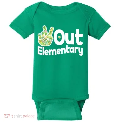 Retro Peace Out Elementary  Baby Bodysuit