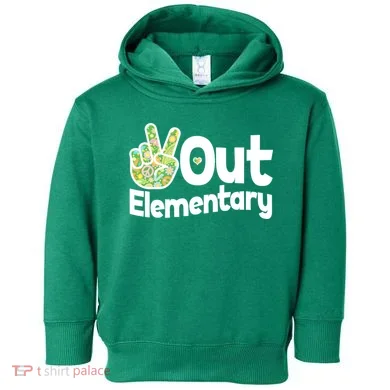 Retro Peace Out Elementary  Toddler Hoodie