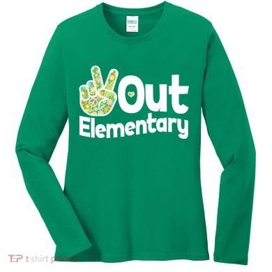 Retro Peace Out Elementary  Women's Long Sleeve Shirt