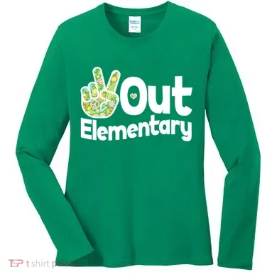 Retro Peace Out Elementary  Women's Long Sleeve Shirt