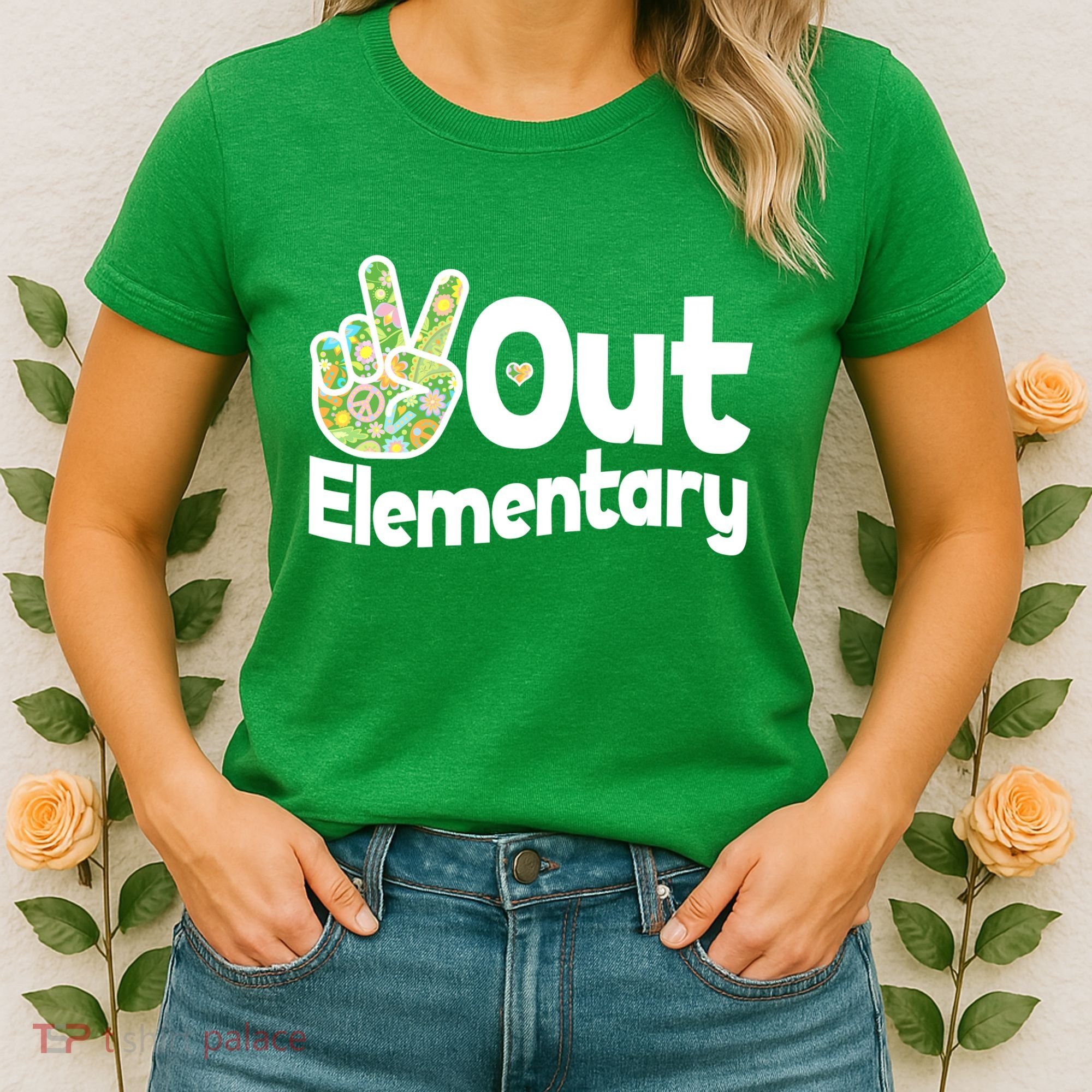 Retro Peace Out Elementary  Women's T-Shirt