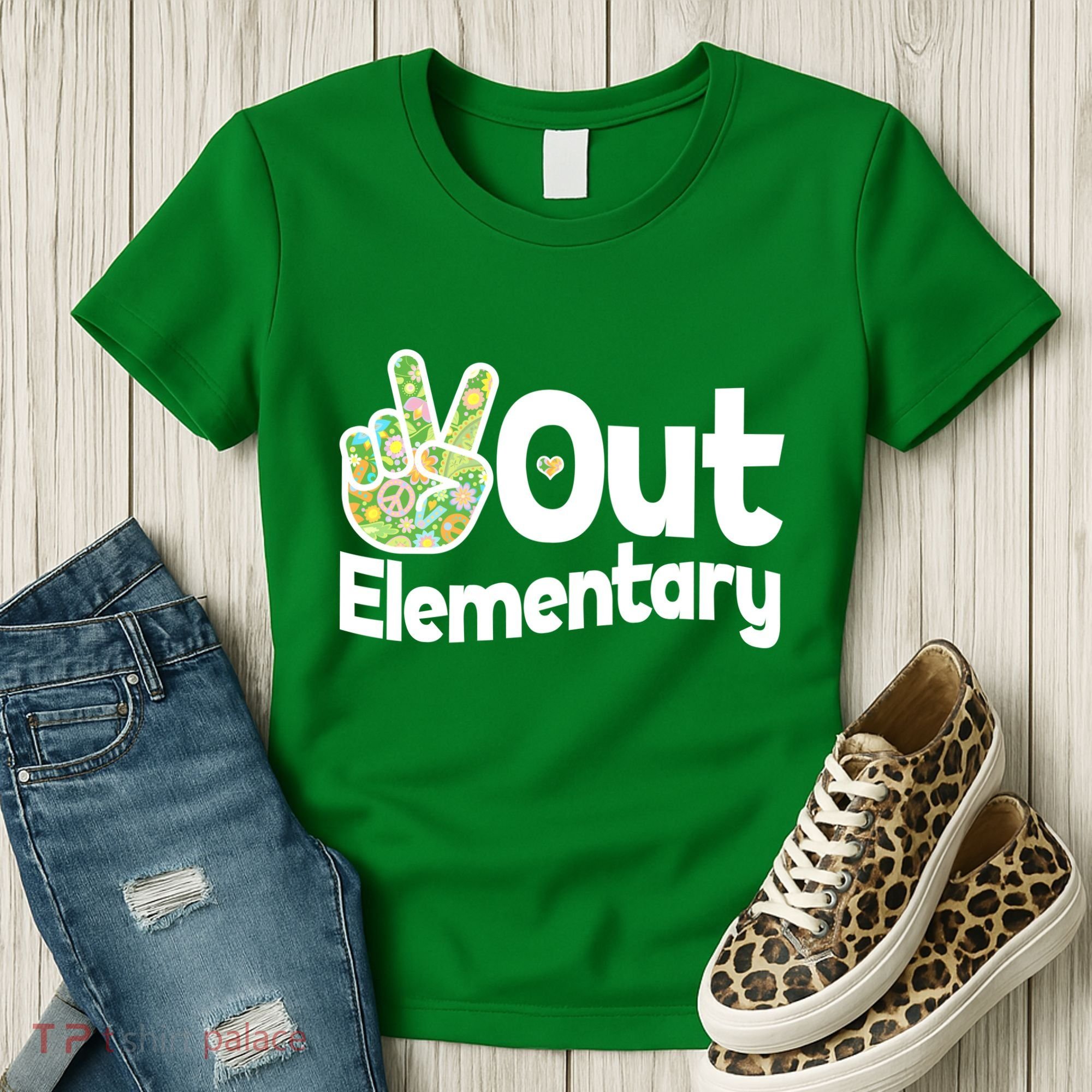 Retro Peace Out Elementary  Women's T-Shirt