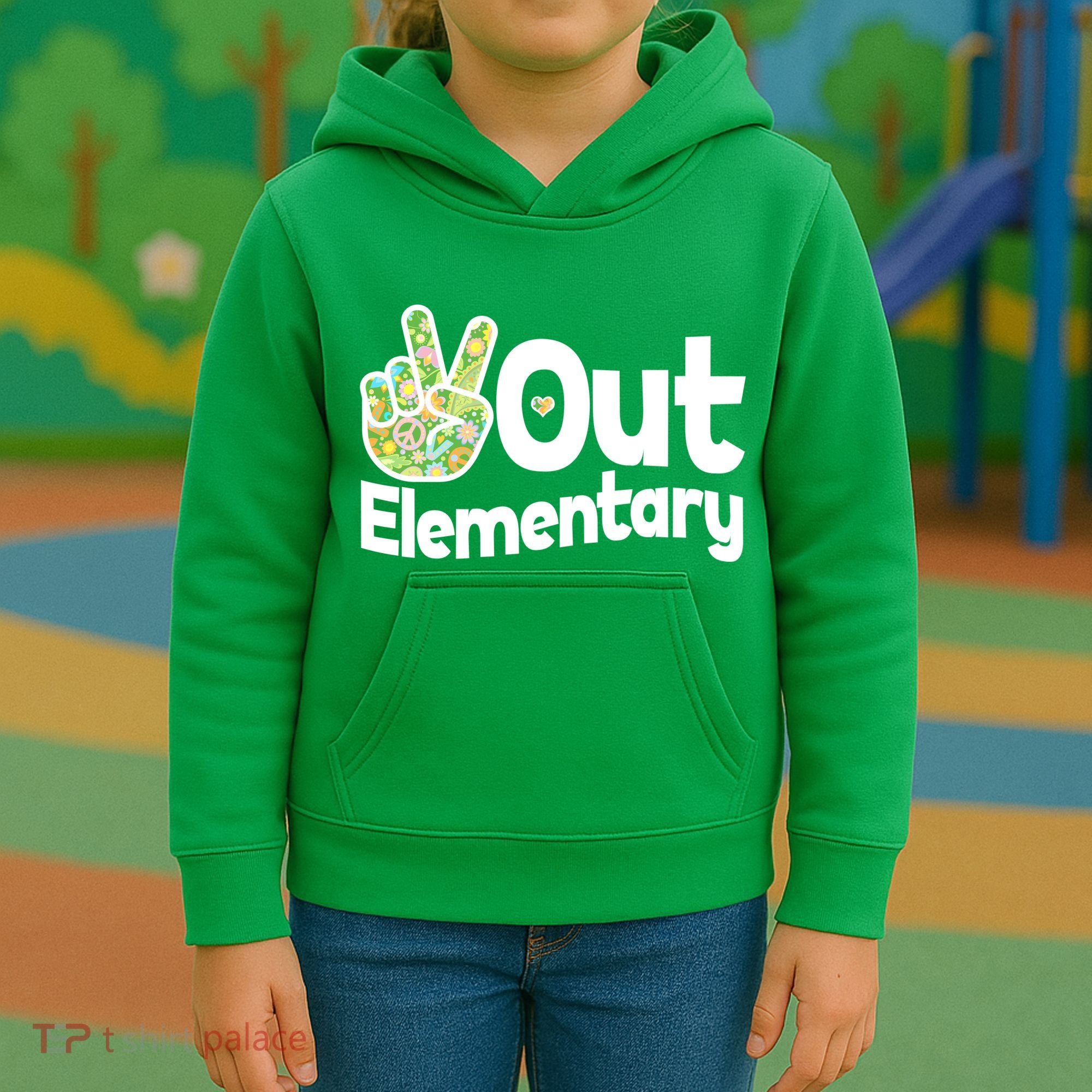 Retro Peace Out Elementary  Kids Hoodie