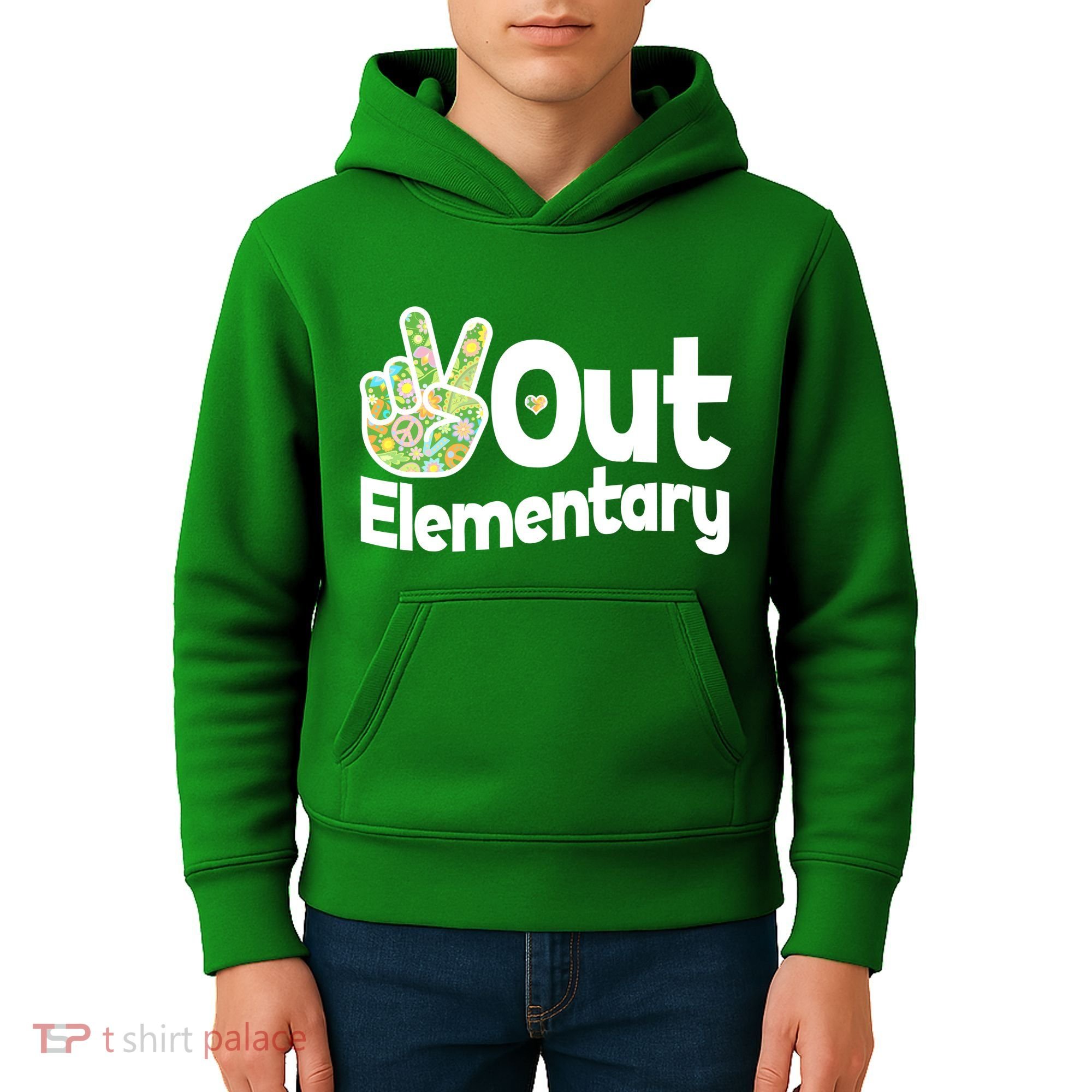 Retro Peace Out Elementary  Kids Hoodie