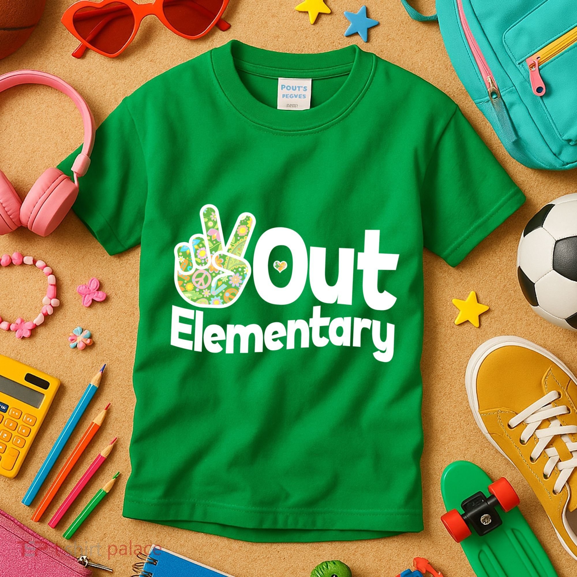 Retro Peace Out Elementary  Kids T-Shirt