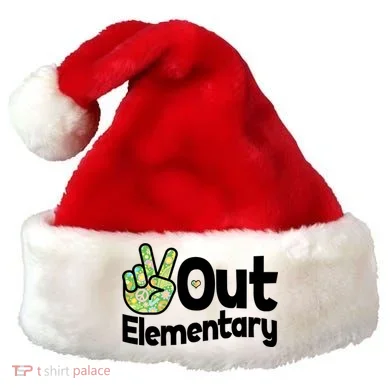 Retro Peace Out Elementary  Santa Hat