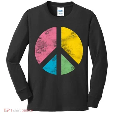 Retro Peace Sign Kids Long Sleeve Shirt