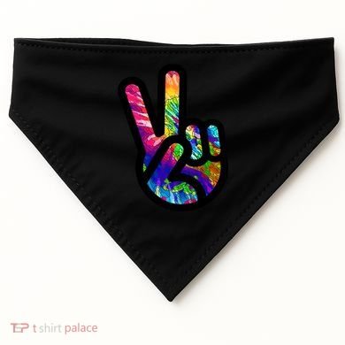 Retro Peace Sign Hand USA-Made Doggie Bandana