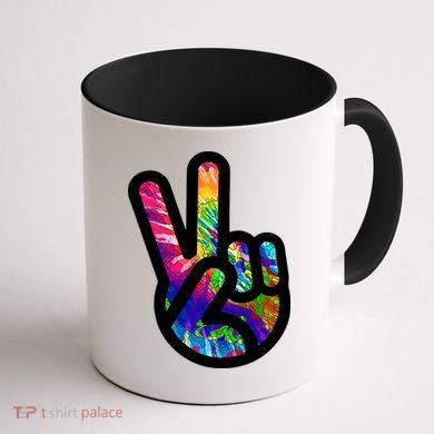 Retro Peace Sign Hand Coffee Mug back