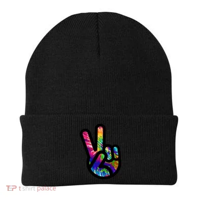 Retro Peace Sign Hand Beanie