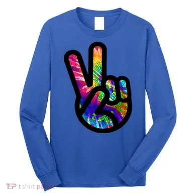 Retro Peace Sign Hand Long Sleeve Shirt
