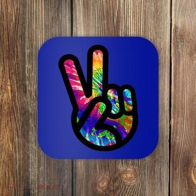 Retro Peace Sign Hand Coaster