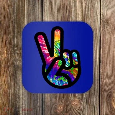 Retro Peace Sign Hand Coaster