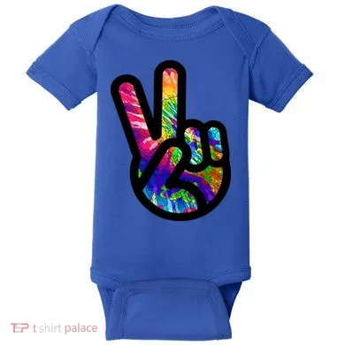 Retro Peace Sign Hand Baby Bodysuit