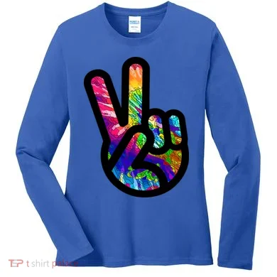 Retro Peace Sign Hand Women's Long Sleeve Shirt