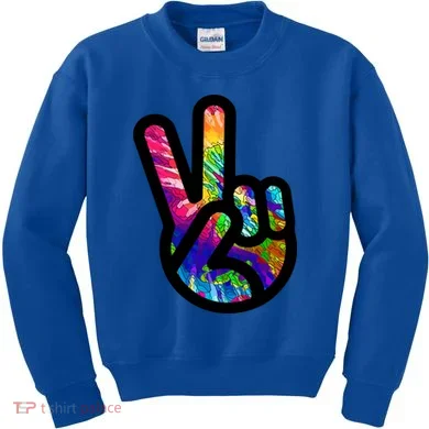 Retro Peace Sign Hand Kids Sweatshirt
