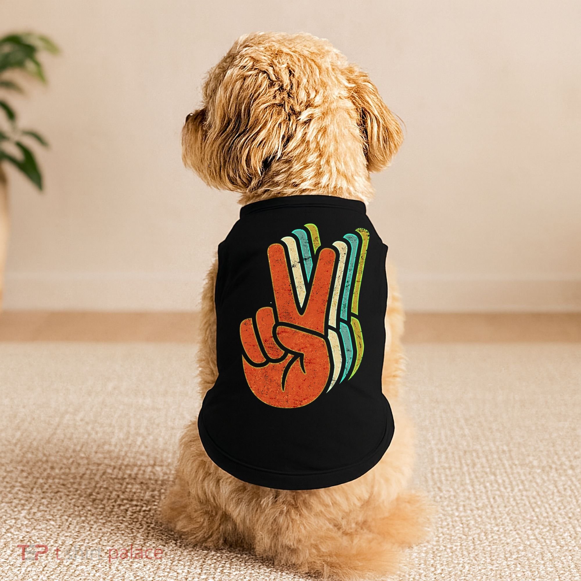 Retro Peace Symbol Hand Doggie Tank
