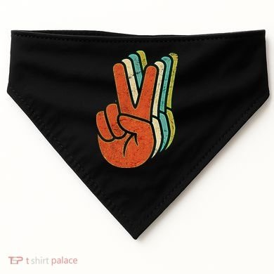 Retro Peace Symbol Hand USA-Made Doggie Bandana