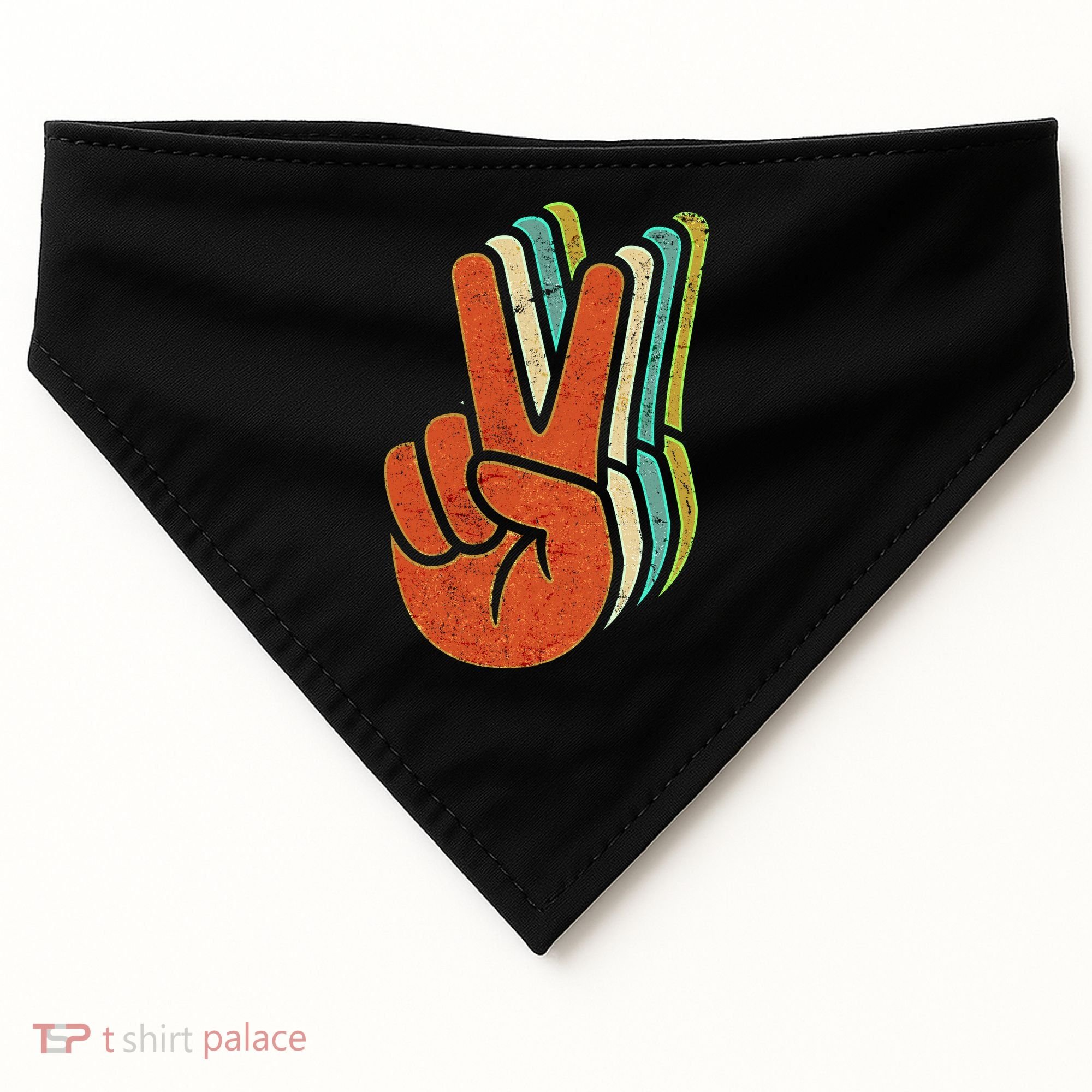 Retro Peace Symbol Hand USA-Made Doggie Bandana