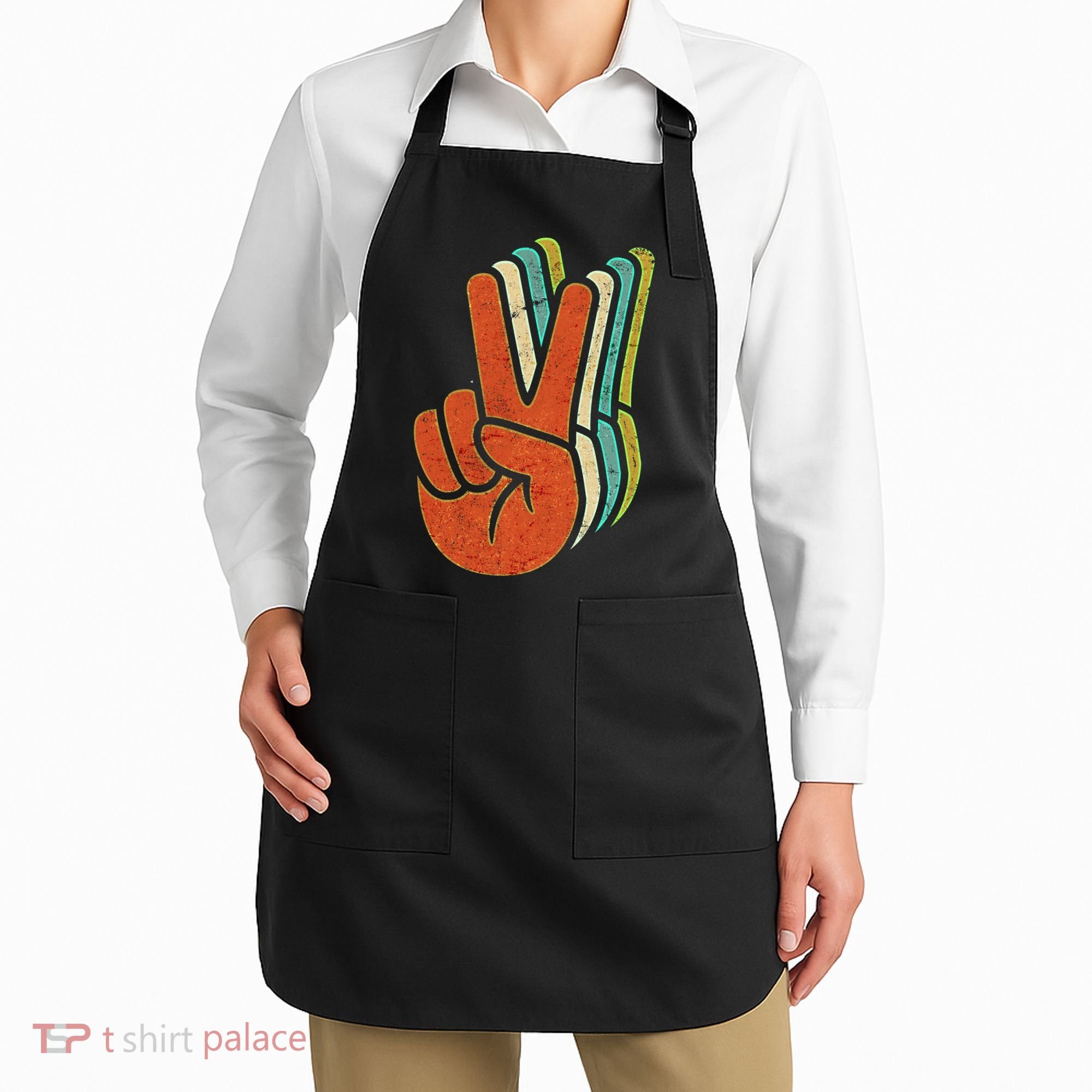 Retro Peace Symbol Hand Apron