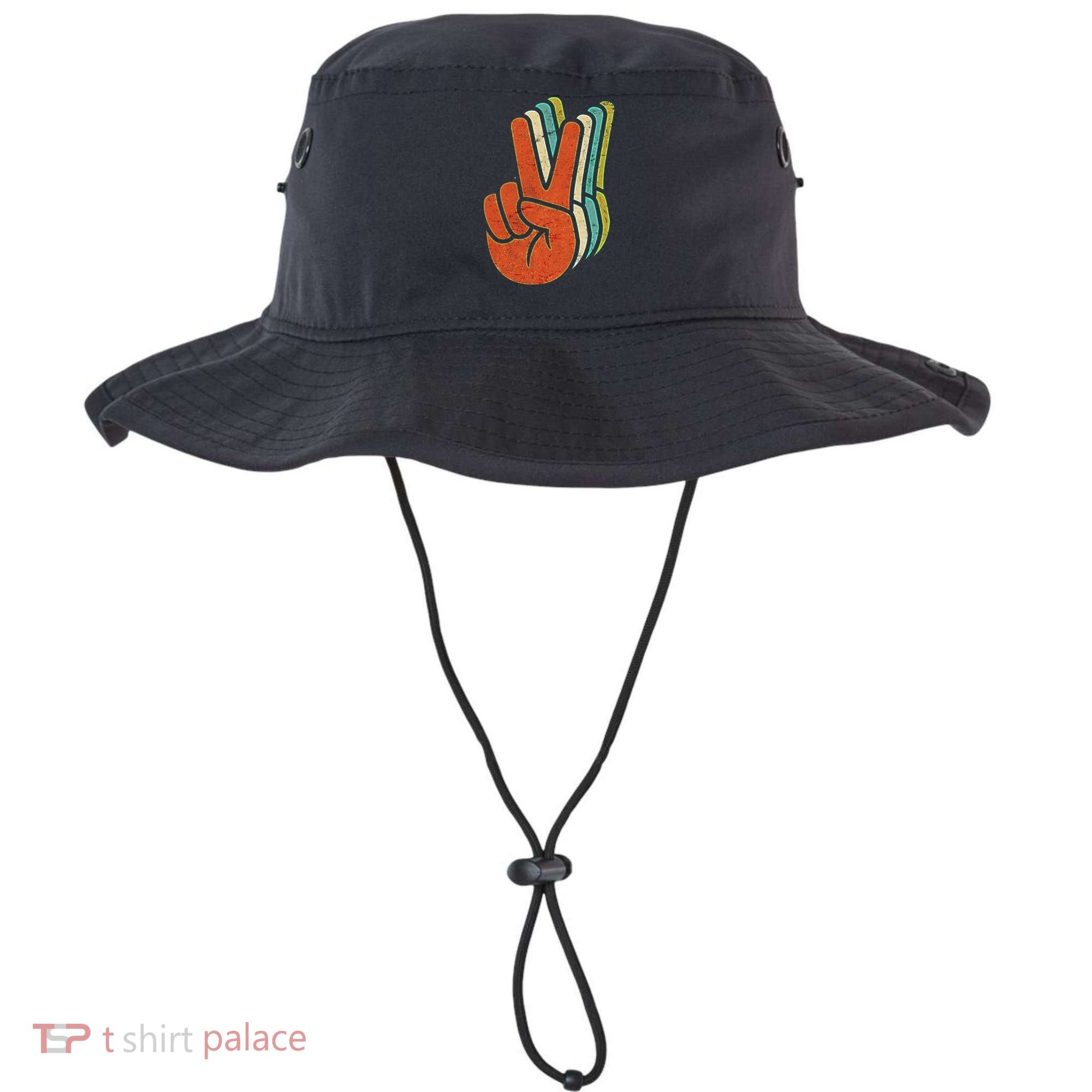 Retro Peace Symbol Hand Bucket Hat