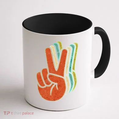 Retro Peace Symbol Hand Coffee Mug back