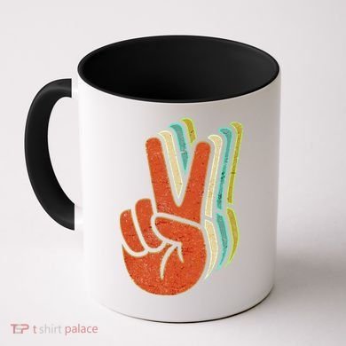 Retro Peace Symbol Hand Coffee Mug