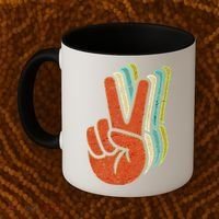Retro Peace Symbol Hand Coffee Mug thumb 2