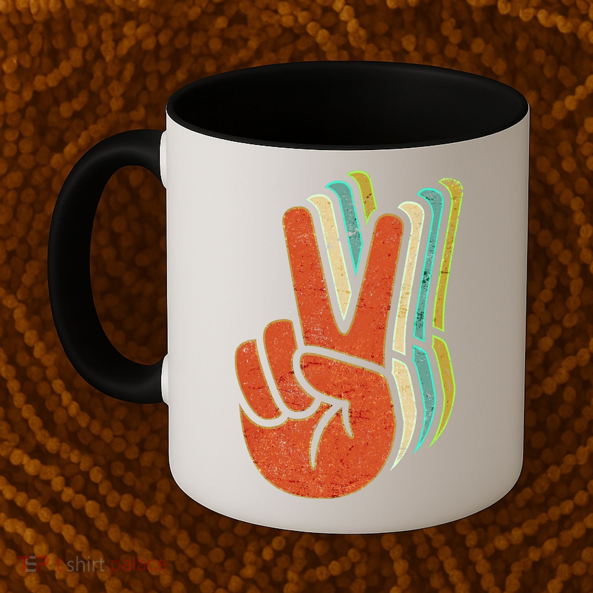 Retro Peace Symbol Hand Coffee Mug