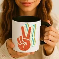 Retro Peace Symbol Hand Coffee Mug thumb 3