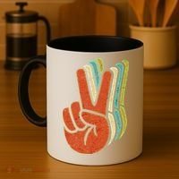 Retro Peace Symbol Hand Coffee Mug thumb 4