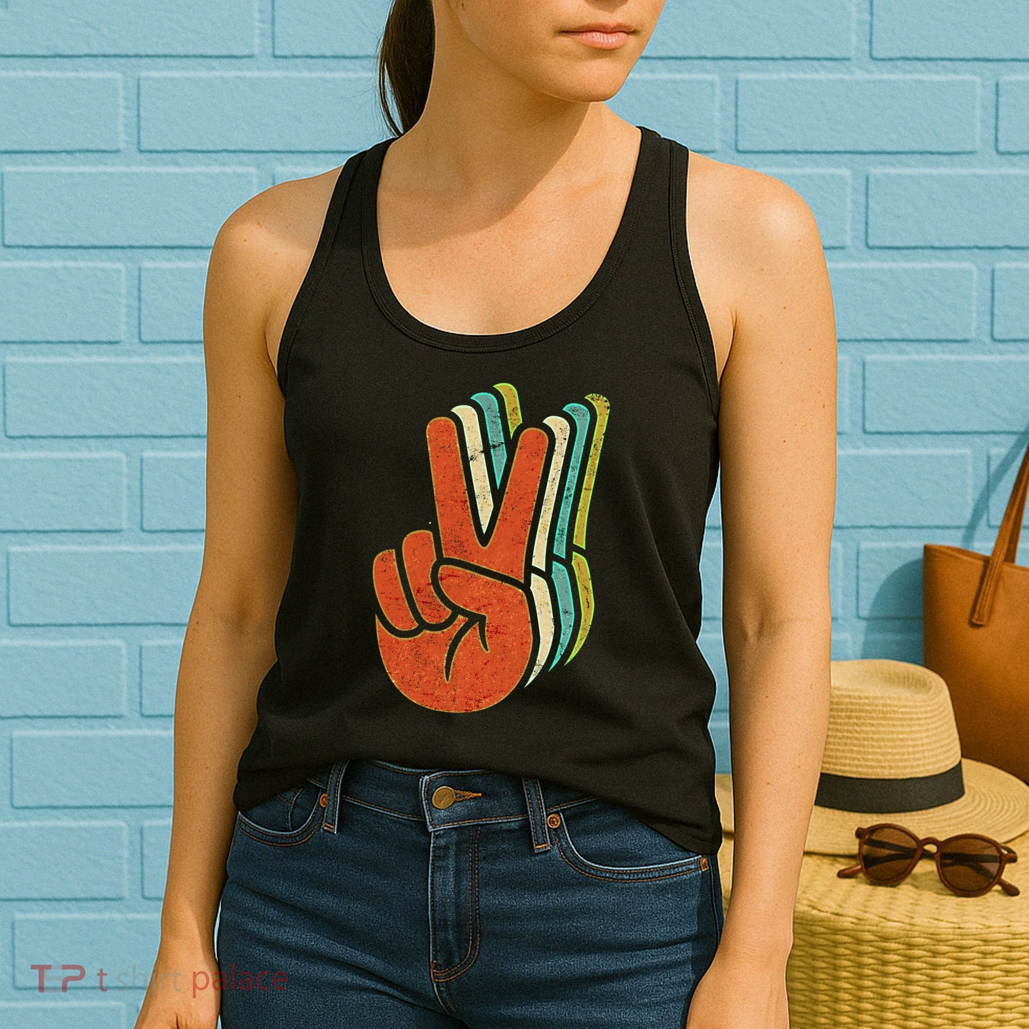 Retro Peace Symbol Hand Women's Tank Top