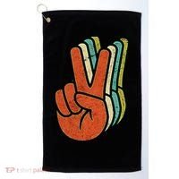 Retro Peace Symbol Hand Golf Towel thumb 0
