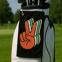 Retro Peace Symbol Hand Golf Towel thumb 2