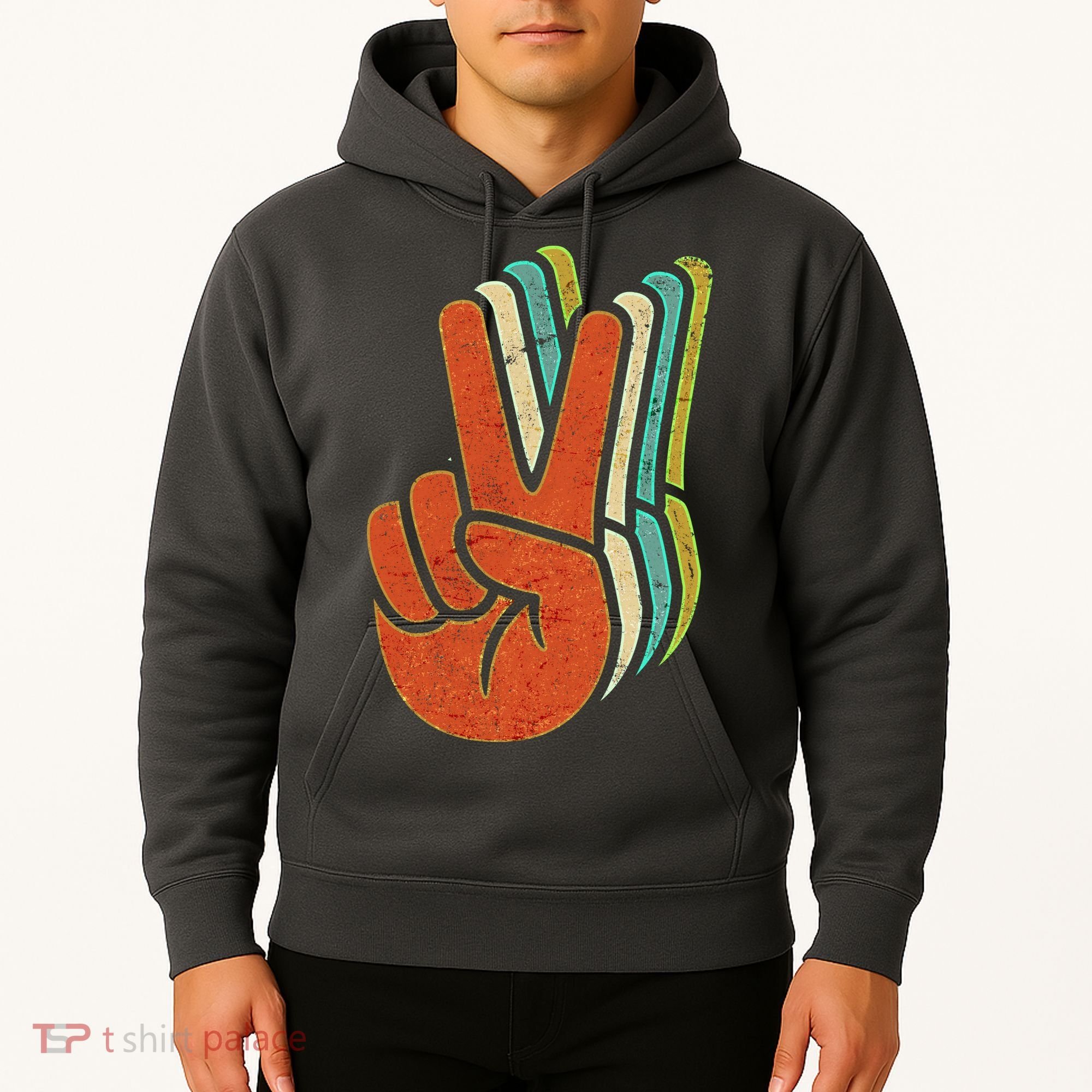 Retro Peace Symbol Hand Hoodie