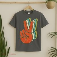 Retro Peace Symbol Hand T-Shirt thumb 2
