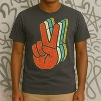 Retro Peace Symbol Hand T-Shirt thumb 3