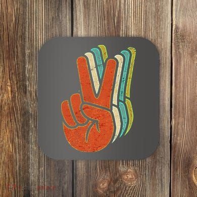 Retro Peace Symbol Hand Coaster