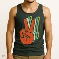 Retro Peace Symbol Hand Tank Top thumb 3