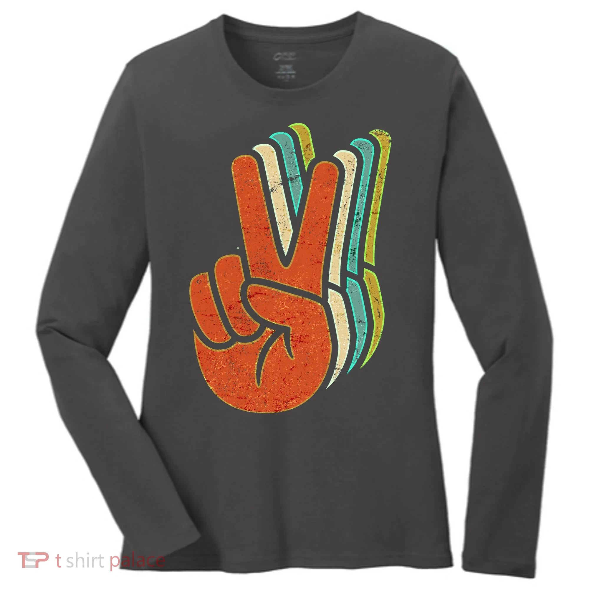 Retro Peace Symbol Hand Women's Long Sleeve Shirt