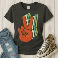 Retro Peace Symbol Hand Women's T-Shirt thumb 3