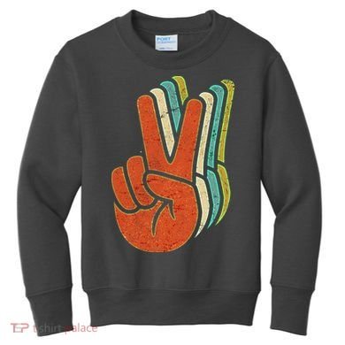 Retro Peace Symbol Hand Kids Sweatshirt