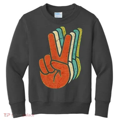 Retro Peace Symbol Hand Kids Sweatshirt
