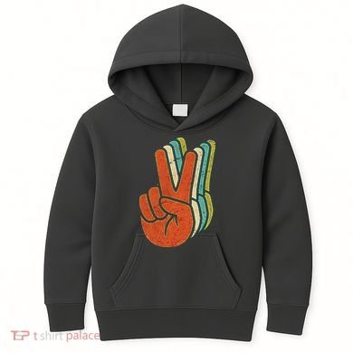 Retro Peace Symbol Hand Kids Hoodie