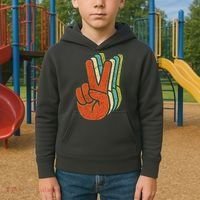Retro Peace Symbol Hand Kids Hoodie thumb 2
