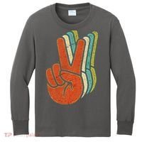 Retro Peace Symbol Hand Kids Long Sleeve Shirt thumb 0