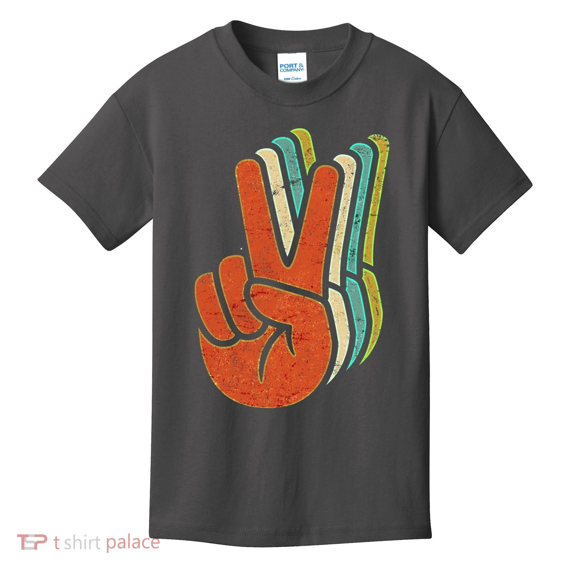 Retro Peace Symbol Hand Kids T-Shirt