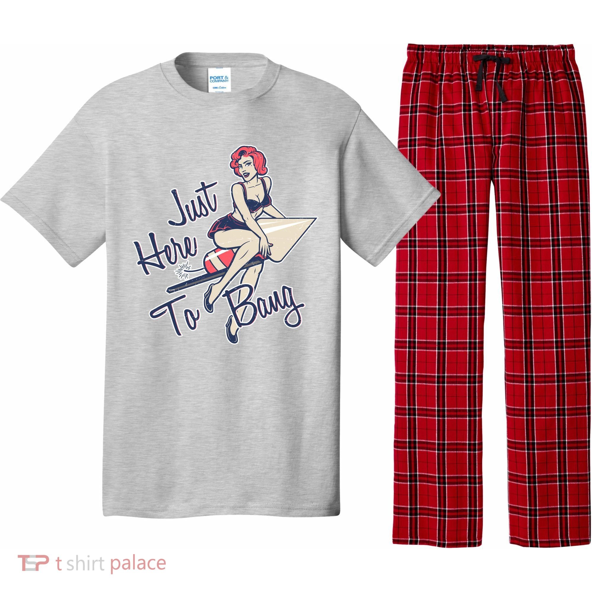 Retro Pin Up Just Here To Bang Pajama Set