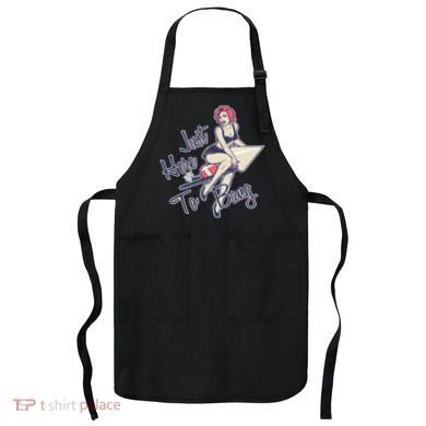 Retro Pin Up Just Here To Bang Apron